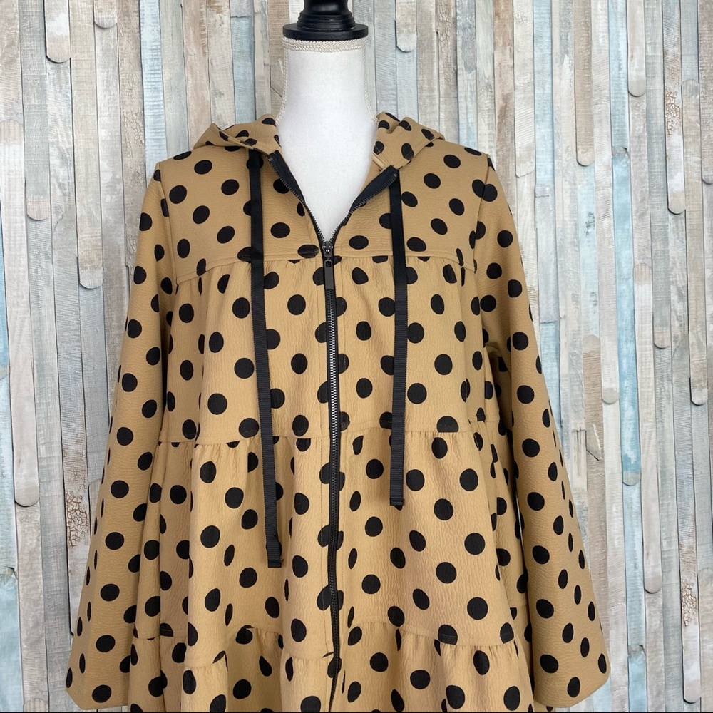 Eva Franco S Anthropologie Maybelle Polka Dot Tiered Coat Jacket Hooded Zip Up - Picture 4 of 13